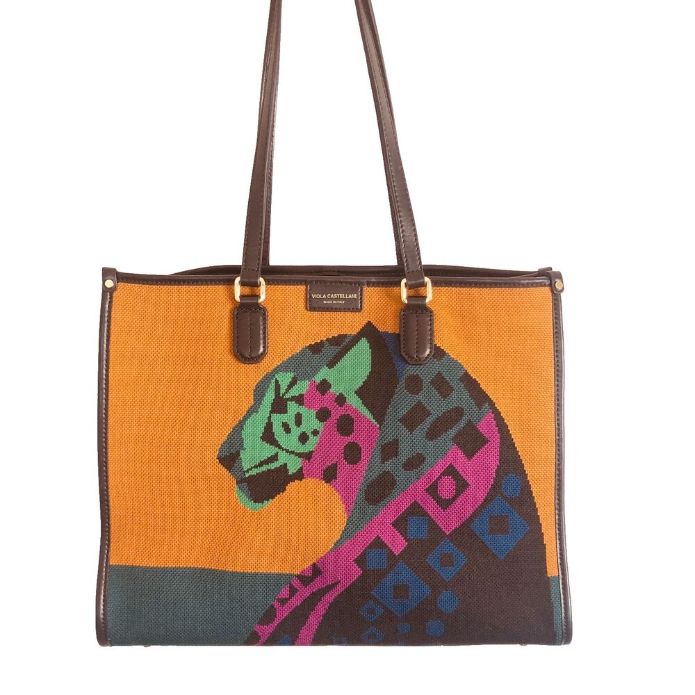 Viola Castellani Atena-Tiger Leather Italy New